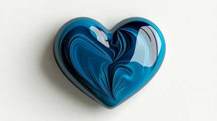 Teal blue gemstone heart abstract love symbol design element