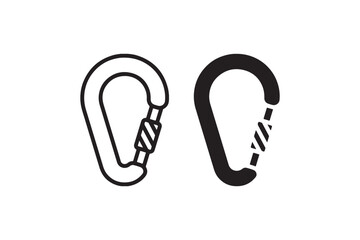 Carabiner clip icon in outline and solid Vector
