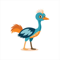 Cartoon Ostrich Character Flat Animal Icon Art