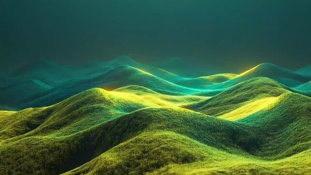 Vibrant yellow green hills