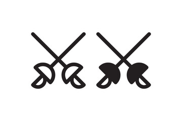 Crossed fencing swords icon in outline and solid Vector
