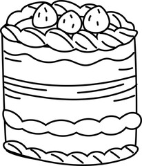 Hand-Drawn Birthday Cake Illustration Set with Candles and Decorations