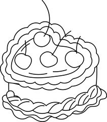 Hand-Drawn Birthday Cake Illustration Set with Candles and Decorations