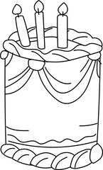 Hand-Drawn Birthday Cake Illustration Set with Candles and Decorations