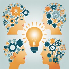 two business people with a light bulb to