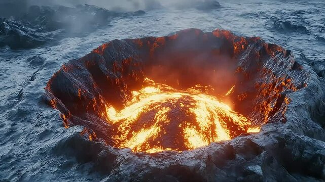 Volcanic crater eruption