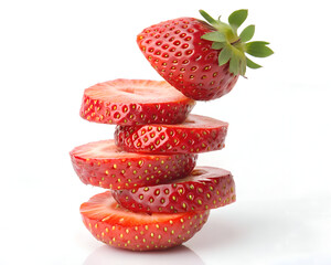 strawberry slices stack vertical red fresh juicy whole fruit top