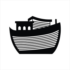 Silhouette of Noah’s Ark Black and White Vector Art