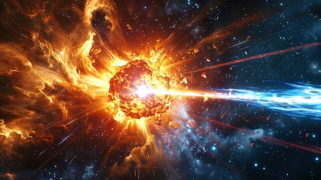 Hyper realistic visualization of a gamma ray burst the brightest explosion in the universe