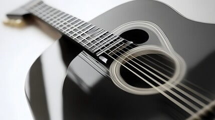 Fototapeta premium Elegant Black Acoustic Guitar Close Up Music Instrument