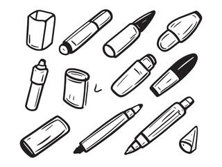 Elegant Line Drawing of Highlighter Marker in Vector Style