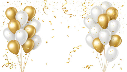 Celebratory balloon frame with gold confetti