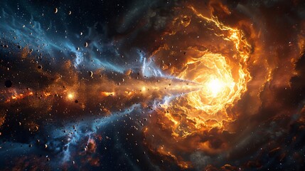 Hyper realistic visualization of a gamma ray burst the brightest explosion in the universe