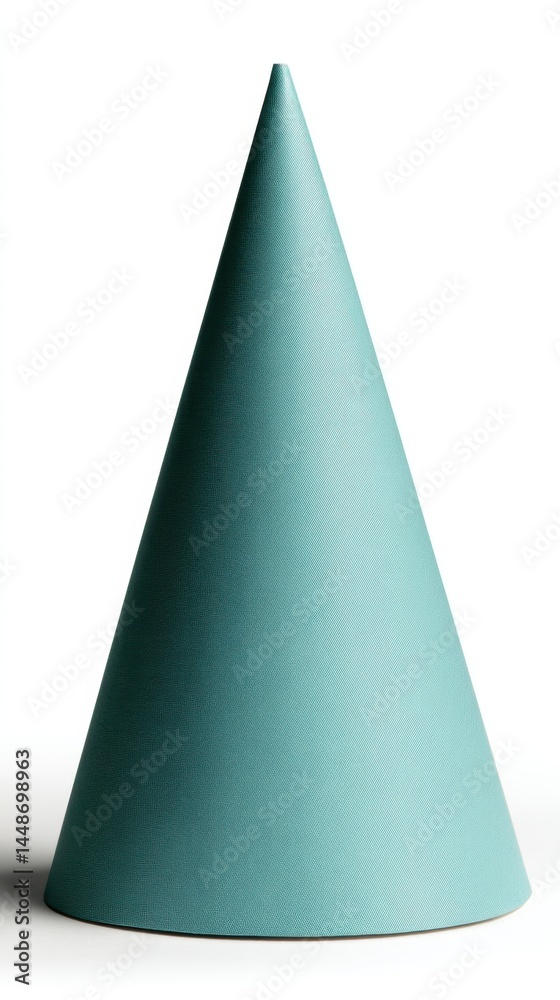 Poster minimalist teal cone on white backdrop showcasing geometric form and smooth texture for abstract con