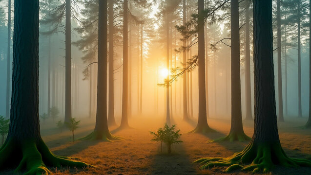 sunrise in the forest