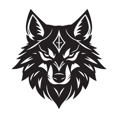 Obraz premium Simple Wolf Head Line Art Vector Illustration for Wild Animal and Logo Concept