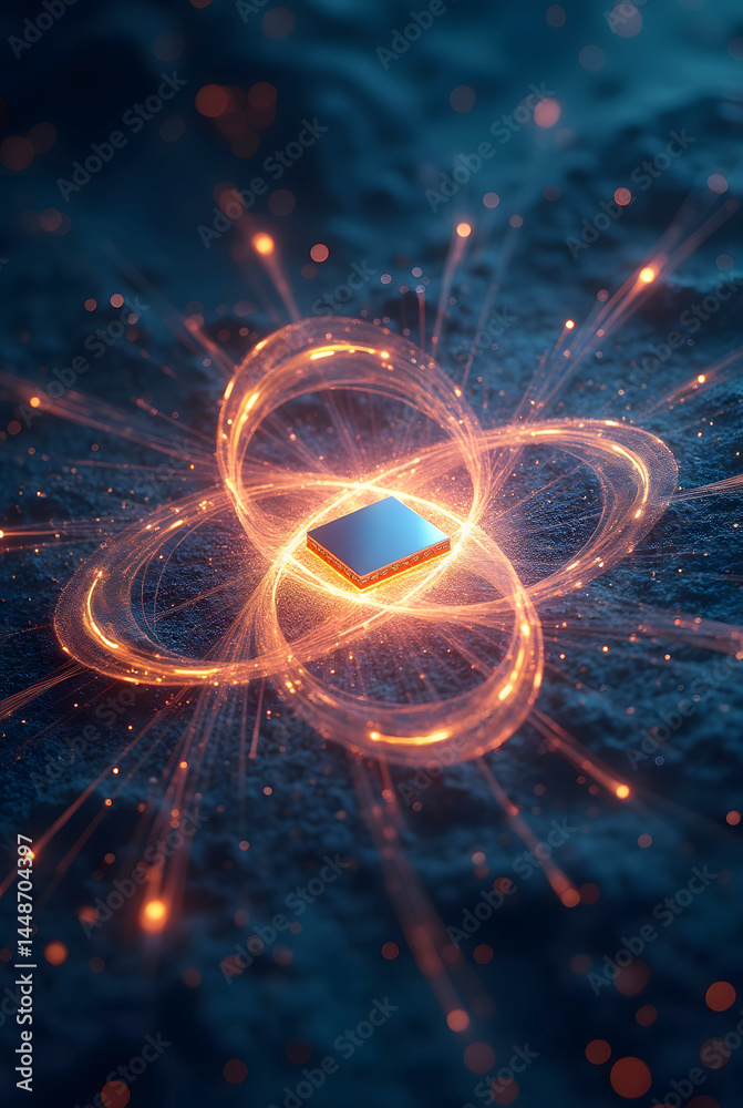 Leinwandbilder Abstract representation of energy patterns and a core element in a futuristic digital realm