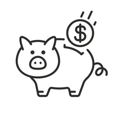 piggy bank icon, thin line vector illustration eps10