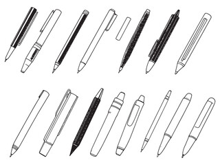 Elegant Retractable Pen Line Drawing for Creative Projects