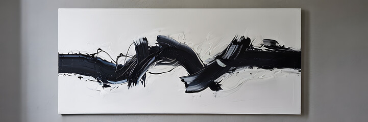 Abstract Black and White Canvas Painting