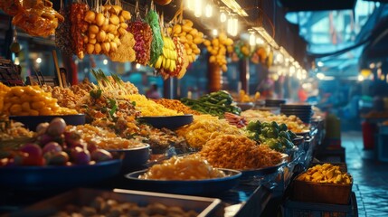 Fototapeta premium A bustling street market in an ancient city