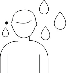 Heat, Sweat, Temperature person sweating under hot conditions symbol warm climate discomfort summer heat stress illustration line art clipart printable design minimal health awareness icon