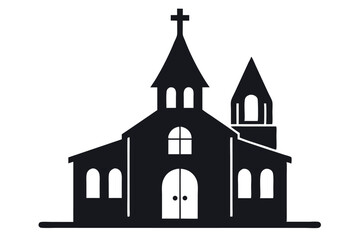 Church vector silhouette white background 