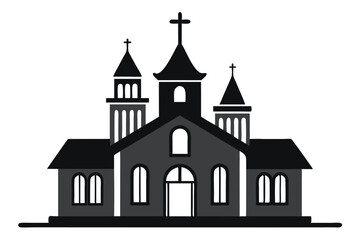 Church vector silhouette white background 