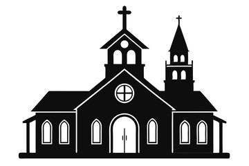 Church vector silhouette white background 
