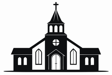 Church vector silhouette white background 