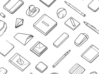 Elegant Stationery Set Featuring Pens, Pencils, and Paper