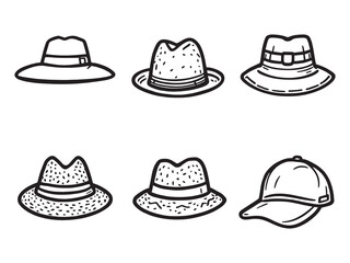 Elegant summer sun hat illustration in minimalist line art
