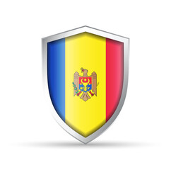 Moldova Flag Glossy Shield Icon