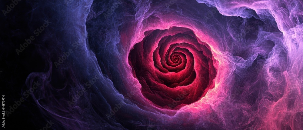 Wall mural abstract nebula cloud formation in deep space with swirling vortex of pink and blue hues creating a 