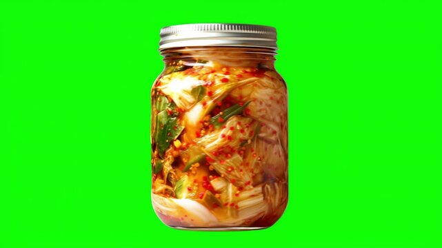 Mastering the art of kimchi preparation with fresh ingredients and a green screen backdrop