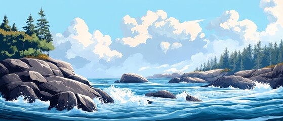 The sky is cloudy, but the water is calm
