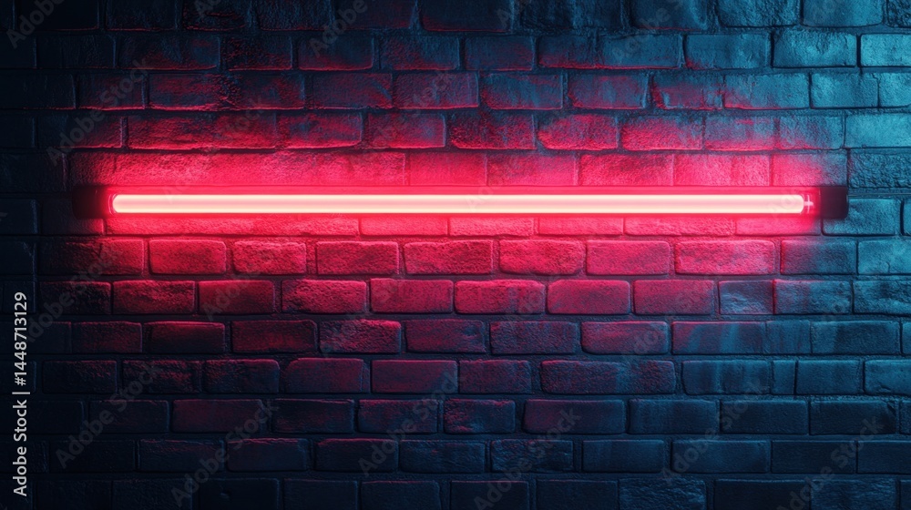 Canvas Prints vibrant red neon light illuminating a textured brick wall creating a modern and edgy atmosphere perf