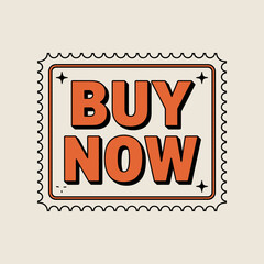Retro Postage &ldquo;Buy Now&rdquo; Stamp-Style Graphic