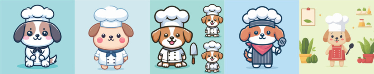 cute dog vector cosplay chef