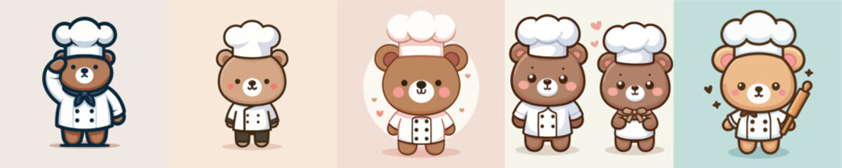 cute bear vector cosplay chef