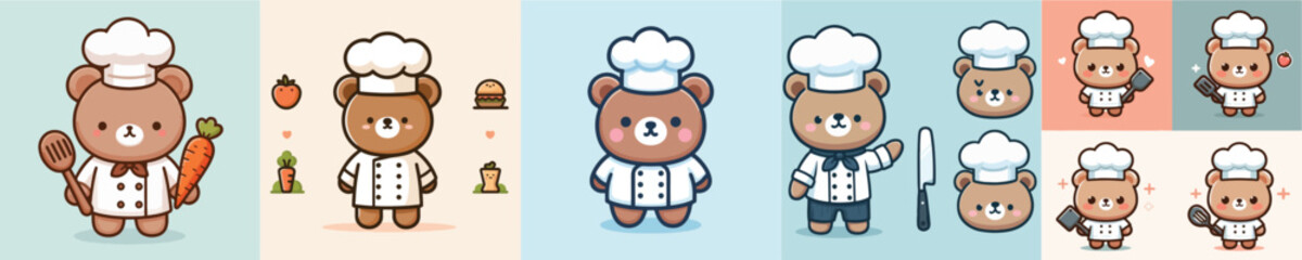 cute bear vector cosplay chef