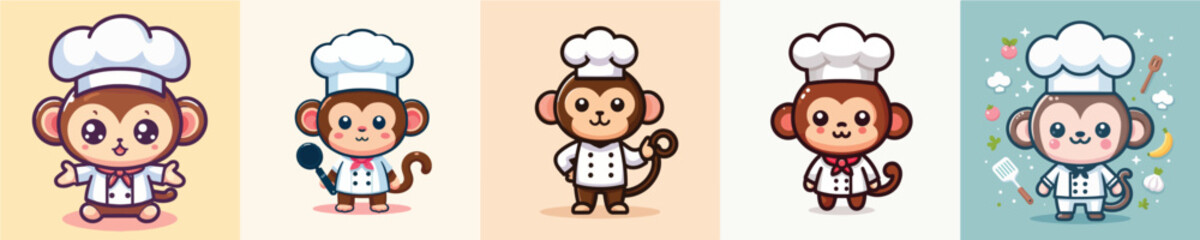 cute monkey vector cosplay chef