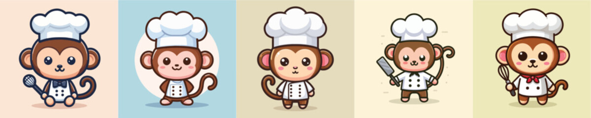 cute monkey vector cosplay chef