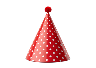 Red Party Hat with White Polka Dots Clipart