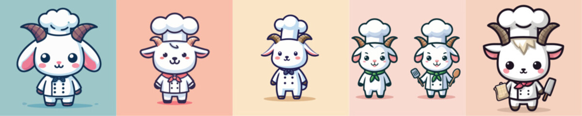 cute goat vector cosplay chef