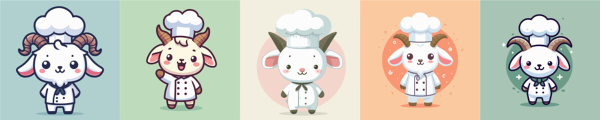 cute goat vector cosplay chef