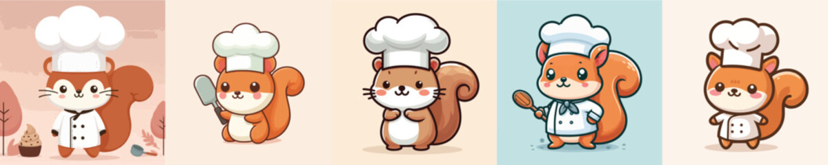 cute squirrel vector cosplay chef