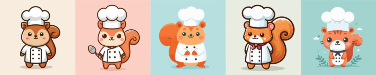 cute squirrel vector cosplay chef