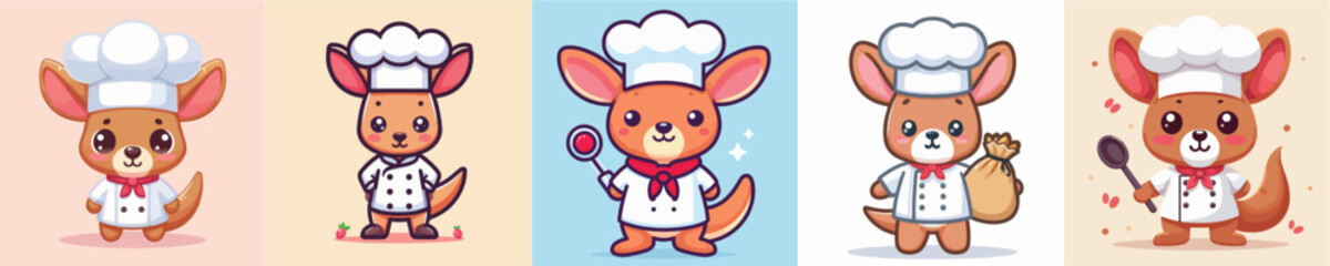 cute kangaroo vector cosplay chef