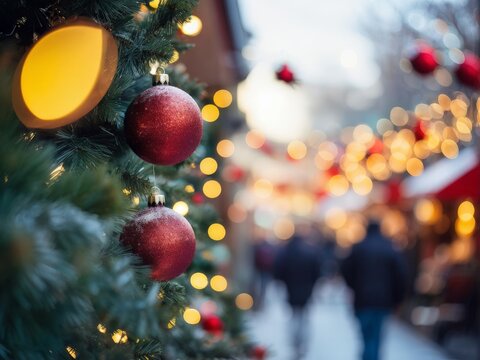 christmas tree and lights at the market square